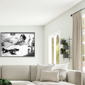 Brigitte Bardot In The Bath Poster, Vintage Black and White Photography, Bathroom Wall Decor, Brigitte Bardot Print, Feminist Wall Art