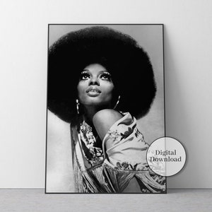 Diana Ross Black and White Print - Feminist Wall Art Canvas - Vintage Music Poster