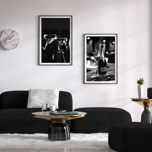 Champagne in the Bar Poster, Black and White, Bar Cart Print, Alcohol Wall Art, Digital Download, Home Bar Decor, Champagne Wall Art, Canvas