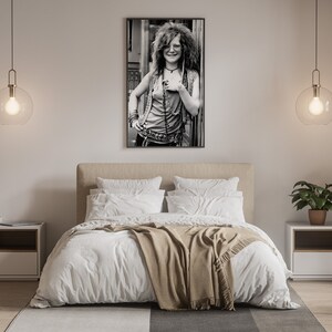 Janis Joplin Black and White Portrait, Vintage Music Poster (digital ...