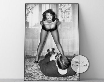 Sophia Loren Poster, Black and White, Vintage Photography, Funny Bedroom Wall Art, Sophia Loren Print, Feminist Poster, Old Hollywood Decor