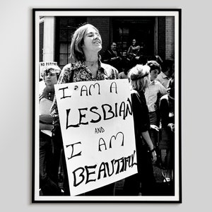 Lesbian Poster, I Am a Lesbian, Black and White, Vintage Photography, Feminist Print, Lesbian Wall Art, Civil Rights, Printable Wall Decor