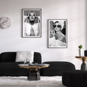 audrey hepburn, poster, wall art, lipstick print, black and white, vintage photo, audrey hepburn print, old hollywood decor, feminist print, fashion wall art, fashion print, wall decor, vintage poster