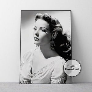 Gene Tierney Poster, Old Hollywood Decor, Black and White, Vintage Photo, Fashion Print, Feminist Wall Art, Cinema Decor, Digital Art Prints