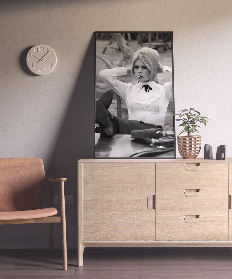 brigitte bardot, smoking poster, black and white, poster print, wall art, vintage poster, feminist print, fashion photography, teen girl room decor, girly wall art, feminine decor, teen girl wall decor, vintage photography