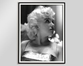 Póster en blanco y negro de Marilyn Monroe, decoración glamorosa del viejo Hollywood, impresión de Marilyn Monroe, fotografía de moda, arte de pared retro, decoración de habitaciones
