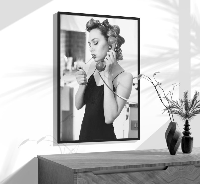 smoking poster, black and white, feminist print, teen girl room decor, girly wall art, kitchen wall decor, digital download, feminist poster, cigarette poster, kitchen wall art, woman smoking, teen girl wall art, printable wall art