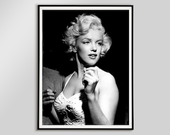 Marilyn Monroe poster, 1950, Black and White, Fashion Print, Vintage Photography, Marilyn Monroe Print, Wall Art, Old Hollywood, Wall Decor