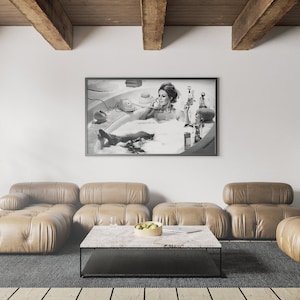 brigitte bardot, poster print, vintage poster, black and white, photography print, bathroom wall decor, bardot print, feminist wall art, sexy poster, bathroom prints, bathroom wall art, fashion prints, vintage home decor