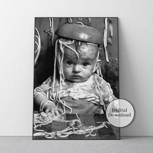 spaghetti print, funny wall art, italian print, kids room decor, pasta poster, kitchen wall decor, digital download, dinning room decor, spaghetti poster, funny poster, pasta print, eating spaghetti, restaurant decor