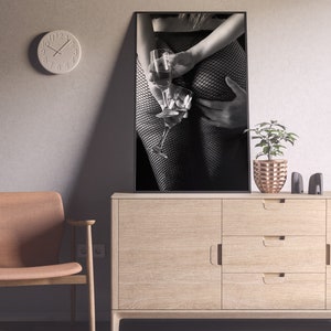 romance print, bar print, black and white, woman drinking wine, wine poster, sexy wall art, bar cart print, teen girl room decor, romantic couple, romantic wall art, bar cart wall art, bar wall art, sexy bar decor