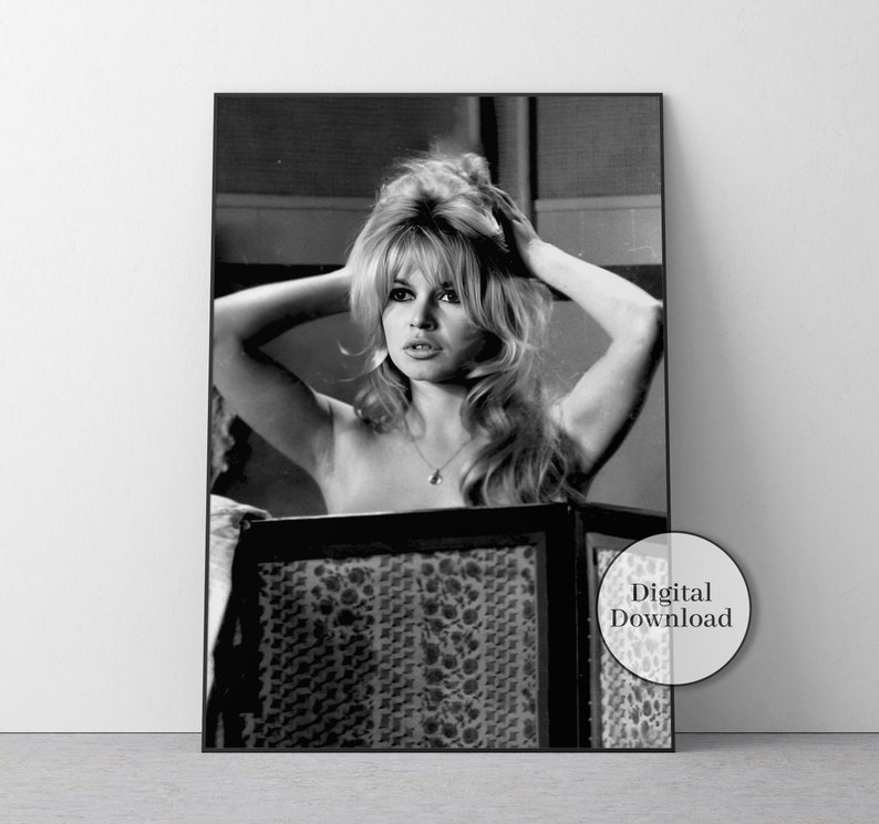 brigitte bardot, photo print, black and white, vintage wall art, fashion photography, old hollywood decor, teen girl room decor, girls bedroom print, glam wall art, fashion poster, vintage poster, hollywood prints, digital download