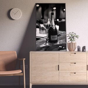 champagne poster,  bar poster, black and white, bar cart print, alcohol wall art, digital download, home bar decor, champagne wall art, champagne print, alcohol prints, vintage bar poster, bar wall art, cocktail wall art