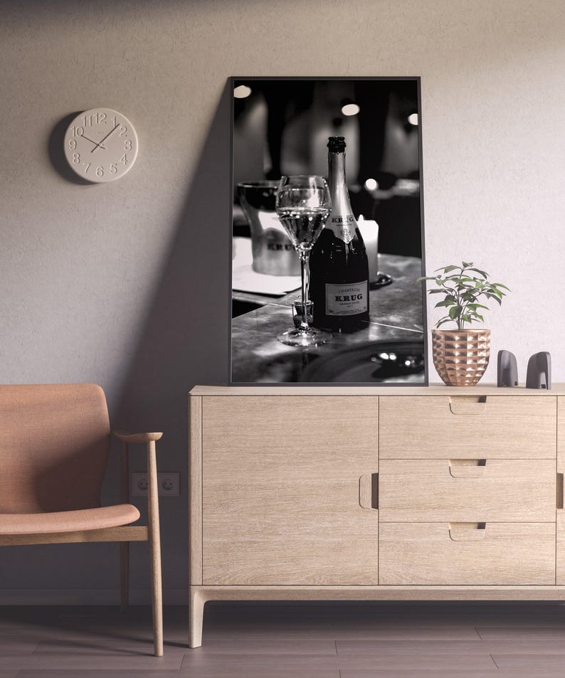 champagne poster,  bar poster, black and white, bar cart print, alcohol wall art, digital download, home bar decor, champagne wall art, champagne print, alcohol prints, vintage bar poster, bar wall art, cocktail wall art