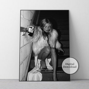 Impression Kate Moss, noir et blanc, affiche Kate Moss, art mural mode, affiche vintage, impression féministe, décoration murale de chambre à coucher, décoration au-dessus du lit
