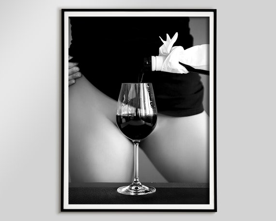 Vintage Wine Wall Art Print, Black and White Fine Art Poster, Cocktail and Bar Cart Decor, Digital Download for Wine Lover Home Decor