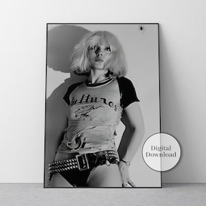 Debbie Harry Blondie-poster, zwart-wit, Debbie Harry-print, feministische muurkunst, vintage muziekposter, tienermeisje kamerdecor, albumhoes