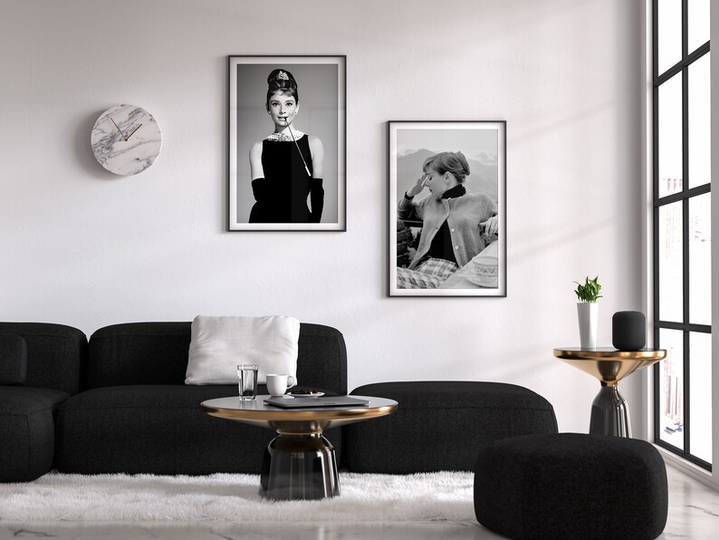 Audrey Hepburn Print, Vintage Movie Poster, Audrey Hepburn Wall Art, Old Hollywood Decor, Black And White, Antique Photos, Wall Art Decor