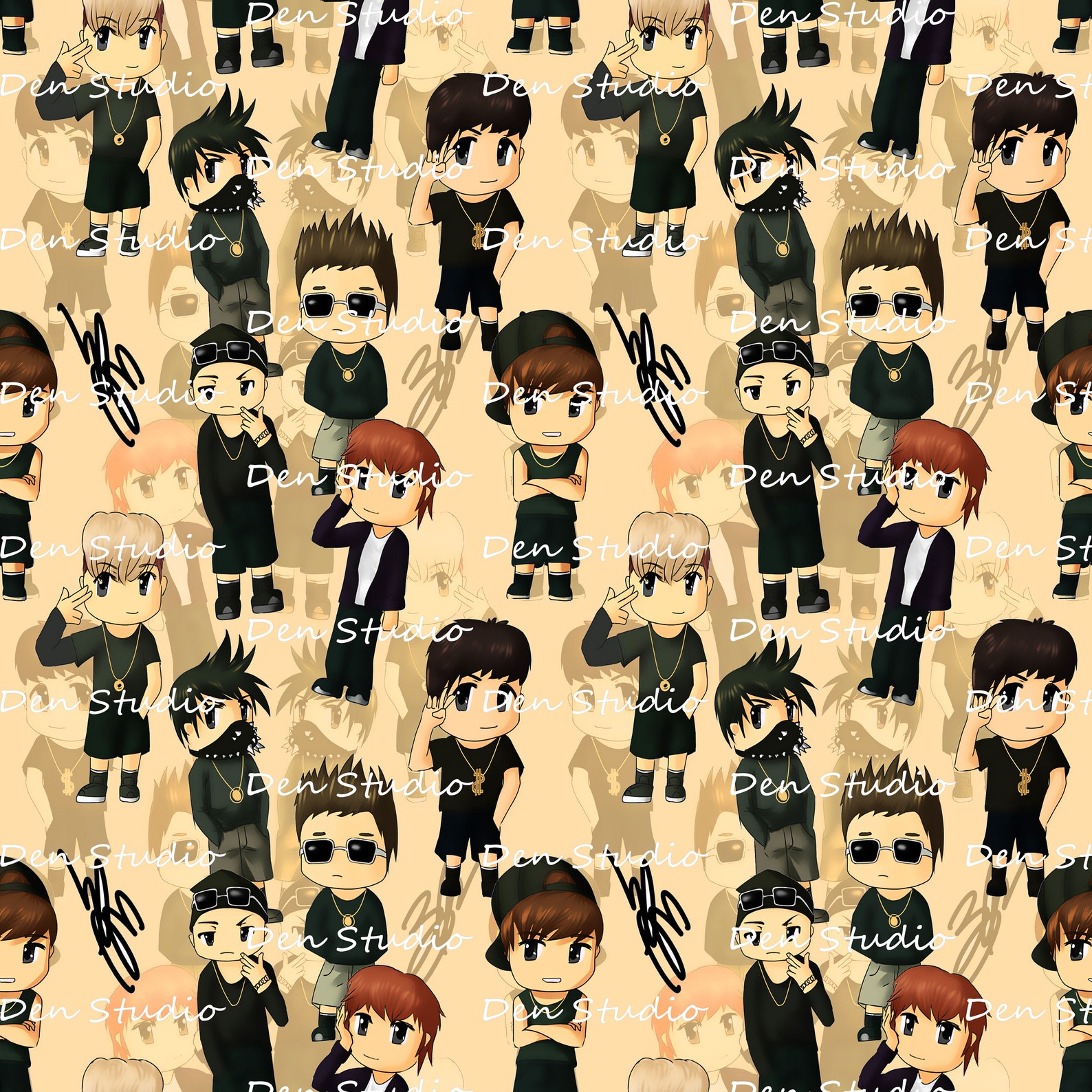 BTS Korean POP Group Seamless Pattern Use for Fabric. Etsy