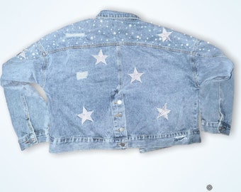 star embroidered jean jacket