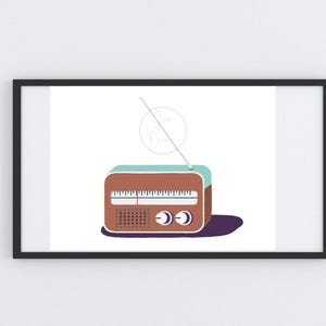 Retro Radio Illustration – Printable Vintage Style Decor, Digital Download Wall Art