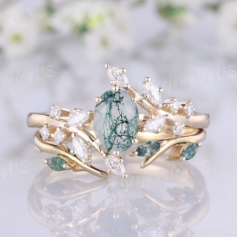 Unique Wedding Ring Set - Etsy