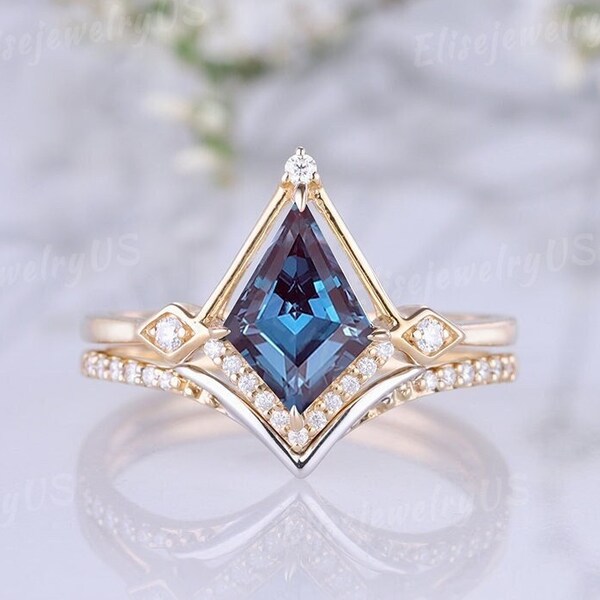 Bridal Set Rings Alexandrite Etsy