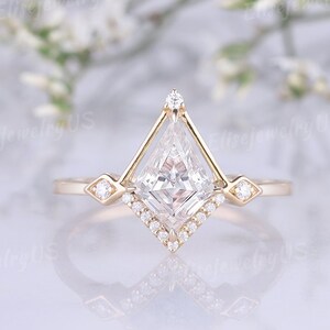 Unique kite cut moissanite wedding ring rose gold moissanite engagement ring dainty gemstone promise ring handmade diamond ring for her