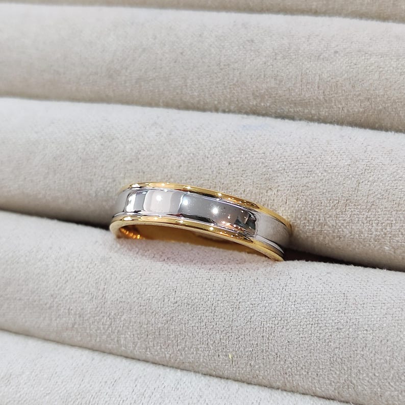 Unique Two Tone Mens Ring Mens Wedding Band Mixed Metals Ring Couple ...