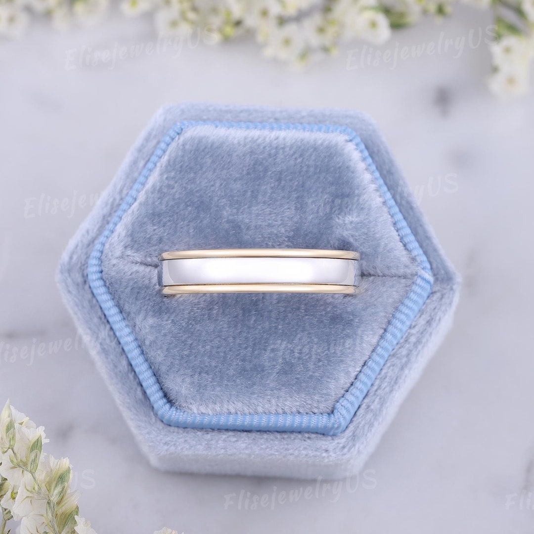 Unique Two Tone Mens Ring Mens Wedding Band Mixed Metals Ring Couple ...