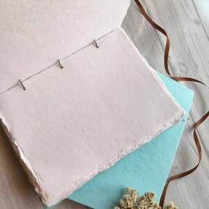 Cotton rag sketchbook, Refillable Ring Bound Deckle edge Watercolor Handmade journal, 100% Cotton rag khadi Paper A4/ A5 / A6 image 4
