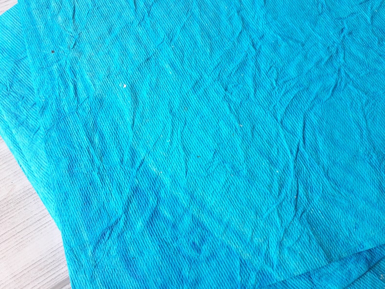 Wrinkled Texture Handmade Paper/ 220 gsm A4 100% Cotton rag Blue paper/Decorative handmade paper/ eco friendly papers for craft card making image 3