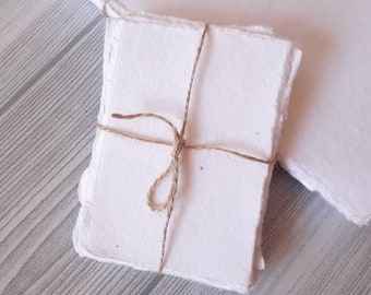 Handmade Cotton Rag Paper, White 300 gsm 100% cotton rag Deckle Edge recycled blank post cards,  Wedding Invitations, stationary