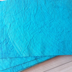 Wrinkled Texture Handmade Paper/ 220 gsm A4 100% Cotton rag Blue paper/Decorative handmade paper/ eco friendly papers for craft card making image 2