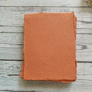 A5 brick red handmade paper, 200 gsm 100% Cotton rag sheets, Deckle edge Indian khadi handmade paper, Eco-friendly 15 CM X 21 CM image 4