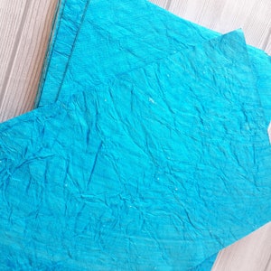 Wrinkled Texture Handmade Paper/ 220 gsm A4 100% Cotton rag Blue paper/Decorative handmade paper/ eco friendly papers for craft card making image 4