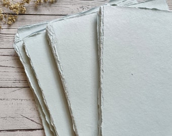 Pale blue Khadi cotton rag paper, A4 (20 X 30 cm) 200gsm 100% Cotton sheets, Blue Deckle edge Indian handmade paper, Eco-friendly