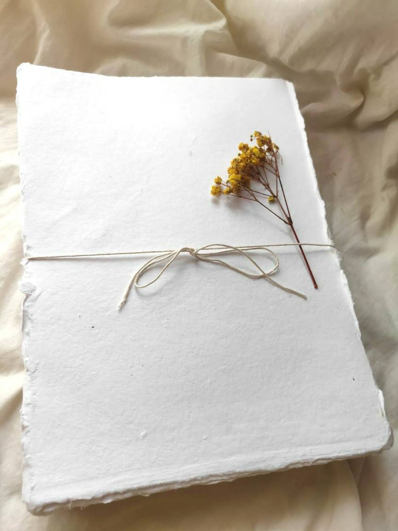 Khadi cotton paper | A4 300gsm 100 % Cotton Rag sheets | Indian White handmade watercolor paper | medium surface texture | Eco-friendly image 8