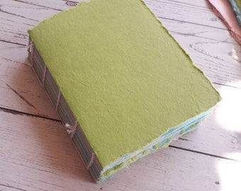 Handmade junk journal, Deckle edge multi color journal, Recycled eco friendly 100% cotton rag handmade paper, mixed color paper book