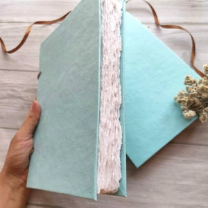 Cotton rag sketchbook, Refillable Ring Bound Deckle edge Watercolor Handmade journal, 100% Cotton rag khadi Paper A4/ A5 / A6 image 6