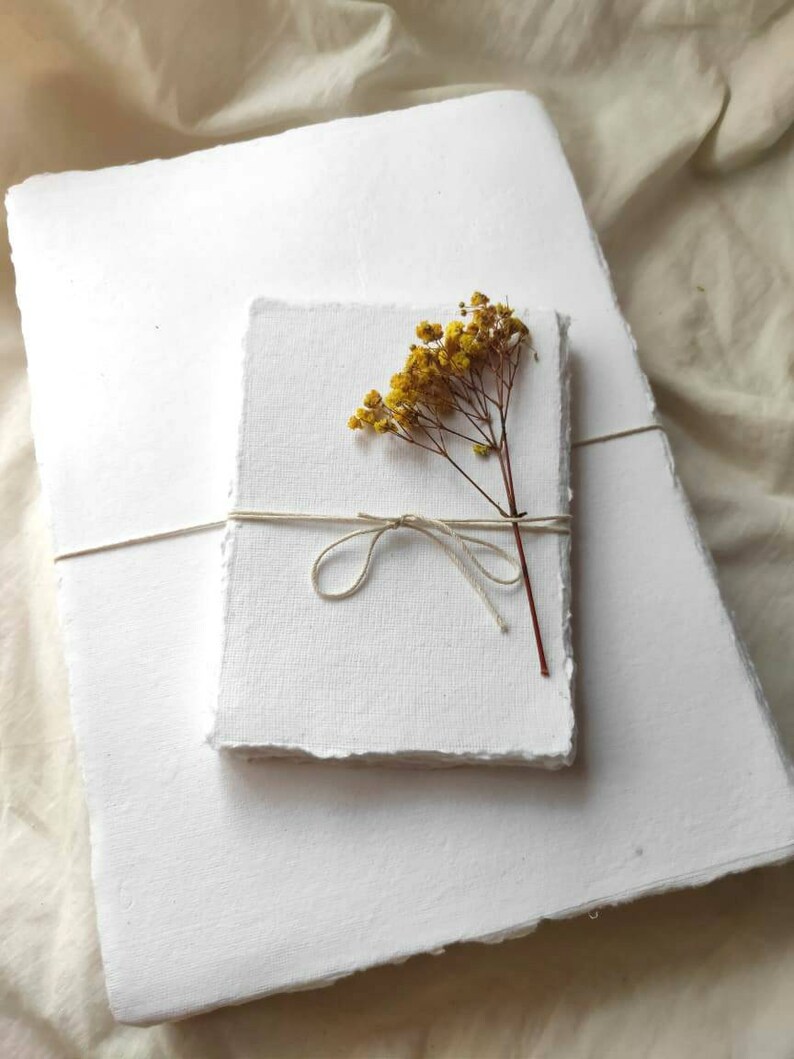 Khadi cotton paper | A4 300gsm 100 % Cotton Rag sheets | Indian White handmade watercolor paper | medium surface texture | Eco-friendly image 4