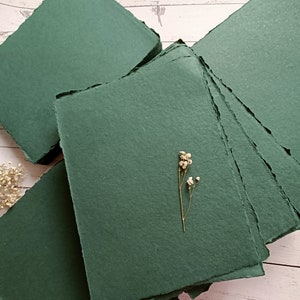 Dark green Khadi cotton rag paper, A4 (20 X 30 cm) 200gsm 100% Cotton sheets, Deckle edge Indian handmade paper, medium surface,Eco-friendly