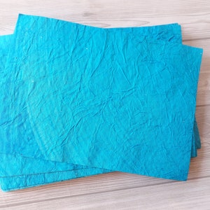 Wrinkled Texture Handmade Paper/ 220 gsm A4 100% Cotton rag Blue paper/Decorative handmade paper/ eco friendly papers for craft card making image 1