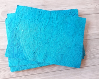 Wrinkled Texture Handmade Paper/ 220 gsm A4 100% Cotton rag Blue paper/Decorative handmade paper/ eco friendly papers for craft card making