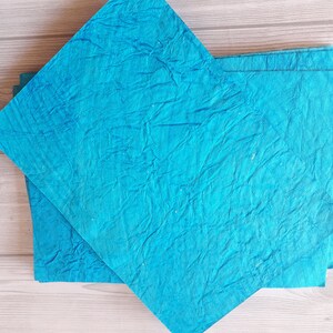 Wrinkled Texture Handmade Paper/ 220 gsm A4 100% Cotton rag Blue paper/Decorative handmade paper/ eco friendly papers for craft card making image 5