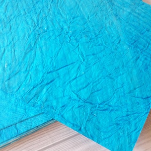 Wrinkled Texture Handmade Paper/ 220 gsm A4 100% Cotton rag Blue paper/Decorative handmade paper/ eco friendly papers for craft card making image 6