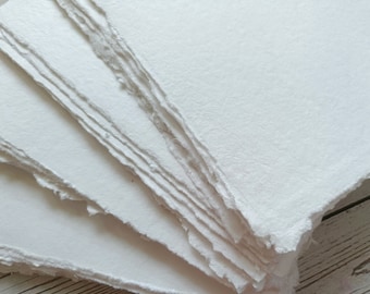 Khadi Baumwollpapier | A5 300gsm 100 % Cotton Rag Druckbögen | Indian White handgeschöpftes Aquarellpapier | mittlere Oberflächenstruktur | Umweltfreundlich
