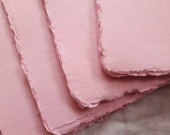 Pastel pink Khadi cotton rag paper,  200gsm 100% Cotton Rag Deckle edge handmade paper sheets,A4, A5, A6 medium surface, Eco-friendly