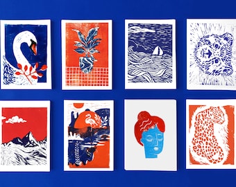 Cartes postales linogravure