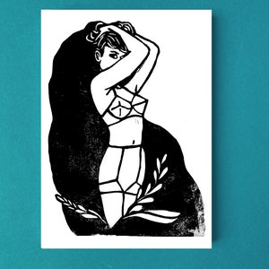 Cartões postais em linogravura Pin up